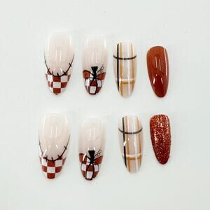 Reusable Classic Autumn Press On Nails, Reusable Fake Nails